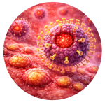 Herpes simplex virus close-up illustration - transparent