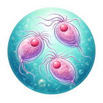 Trichomonas vaginalis under magnification - transparent